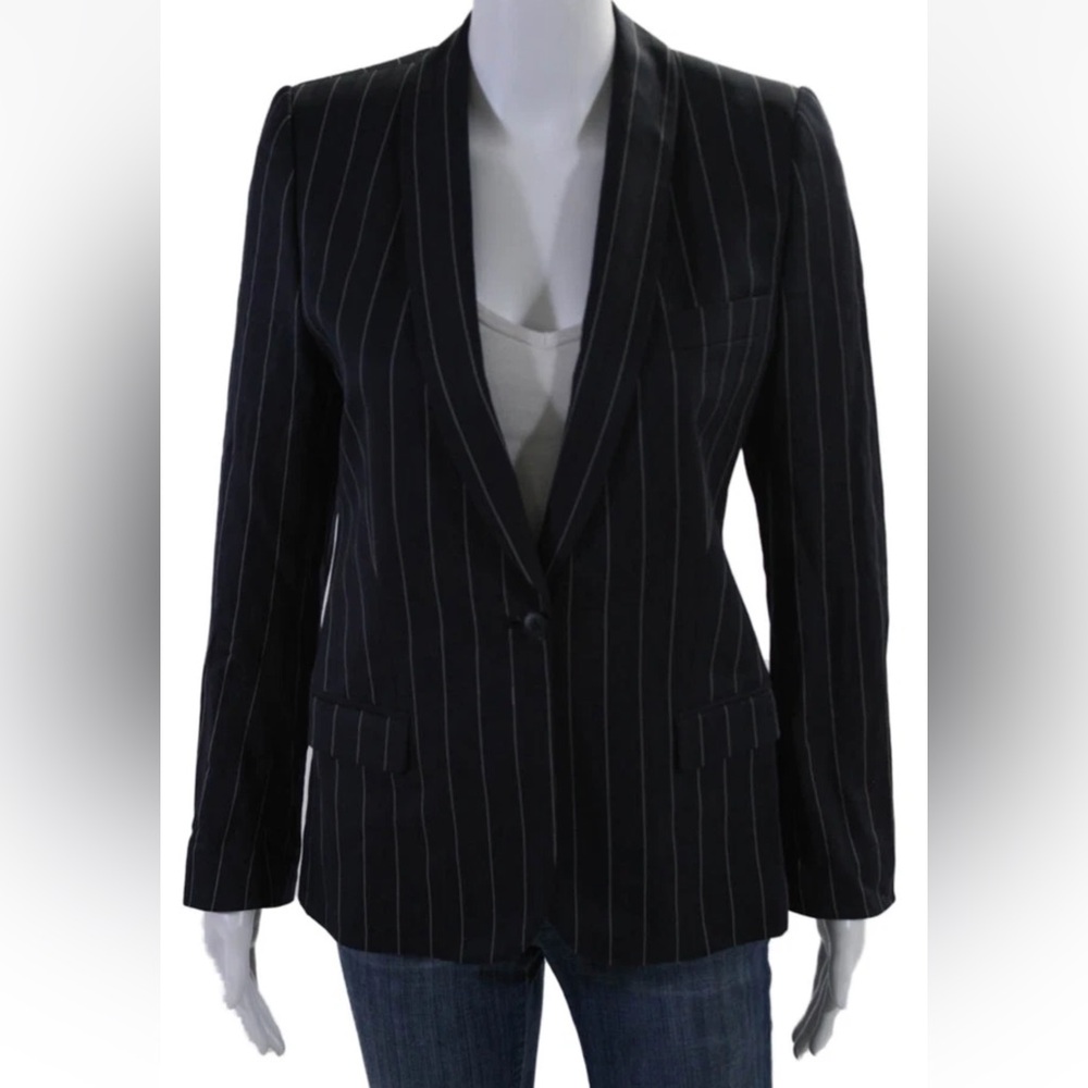 Women's Vintage Escada by Margaretha Ley Navy Pinstripe Blazer